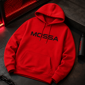 Men’s MOSSA Red Pullover Hoodie with Black Logo