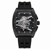 Men’s Black Skeleton Sport Watch with Black Rubber Strap