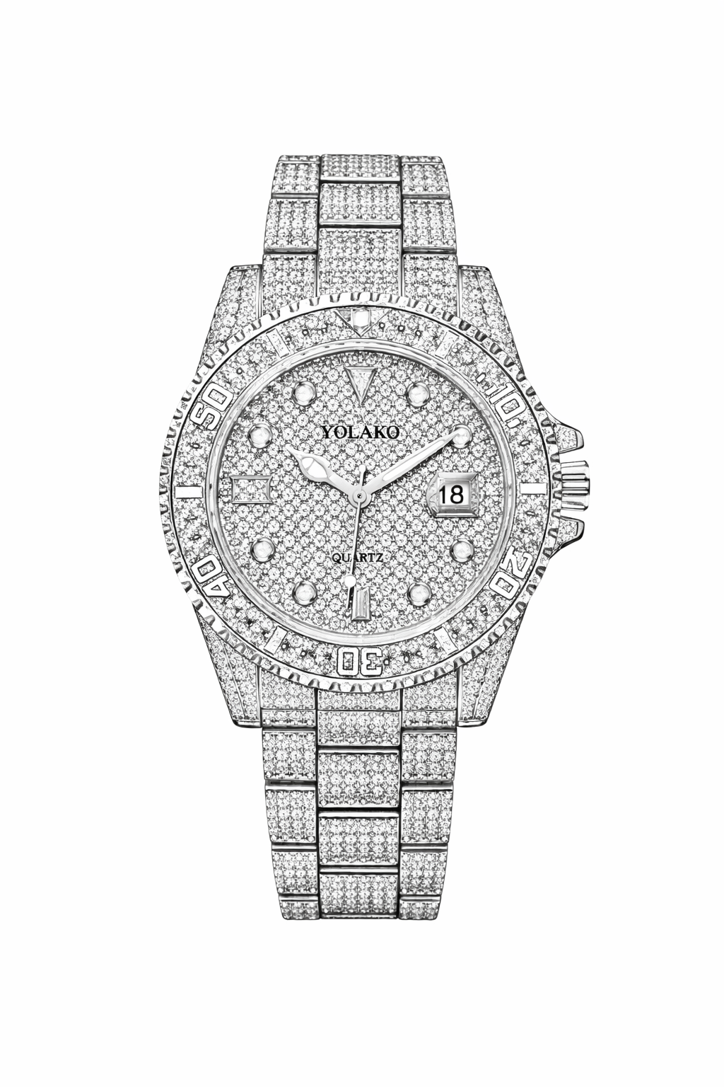 Mossa Watches Diamond-Cut Chrono-Style – Pavé Crystal Luxury Timepiece