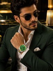 Men’s Two-Tone Classic Dress Watch with green dial