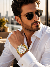 Men’s Gold-Tone & Silver Chronograph-Style Watch
