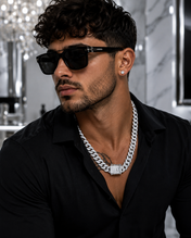 Men’s 12mm Silver-Tone Iced Cuban Link Chain – 23” Length