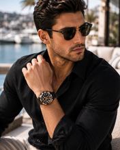 Men’s Black & Rose Gold Sport Chronograph-Style Watch