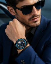 Men’s Black & Blue Sport Chronograph-Style Watch