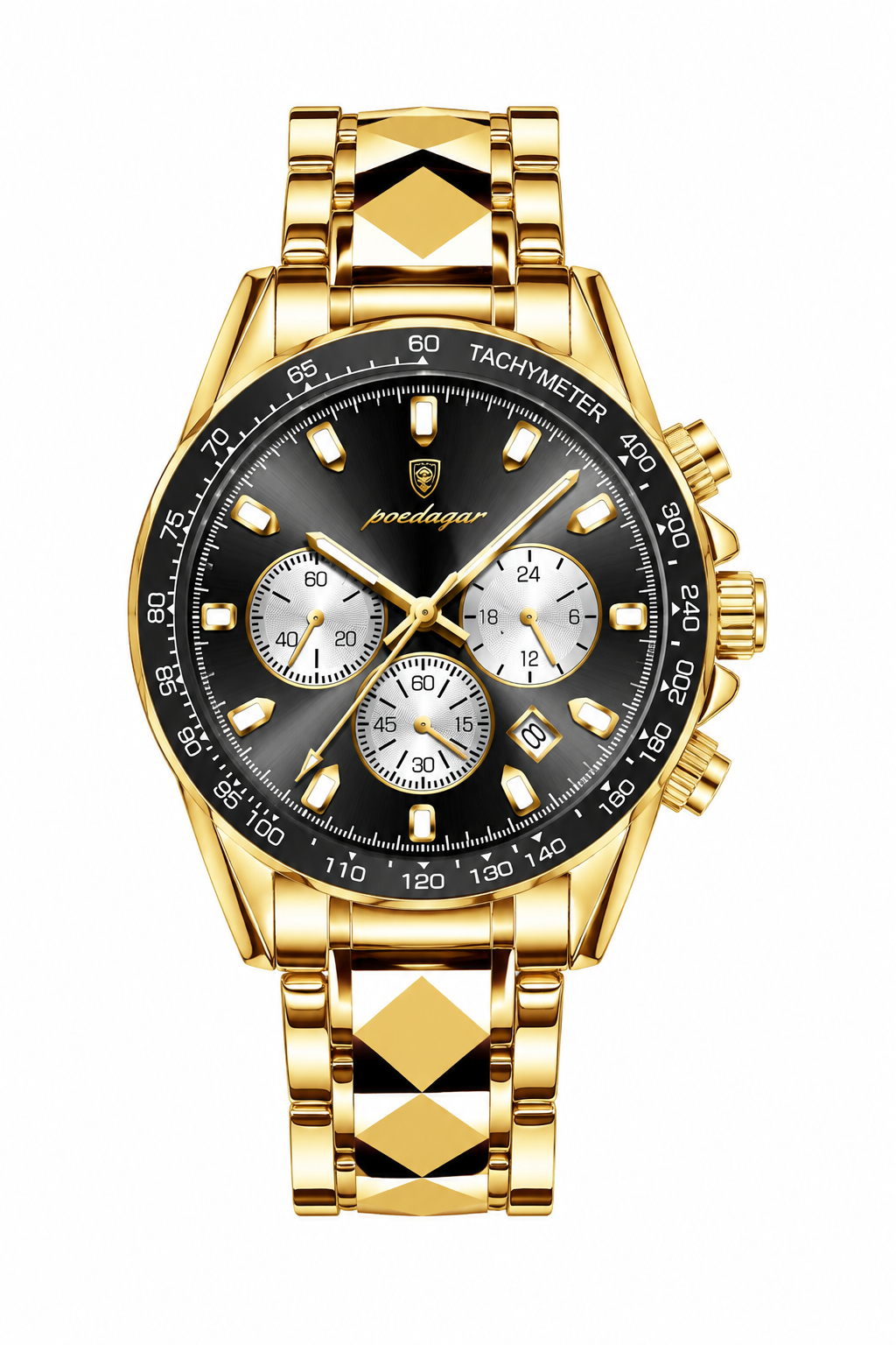 Men’s Gold-Tone Watch with Black Dial