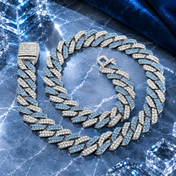 Men’s 15MM Blue & White Iced Cuban Link Chain