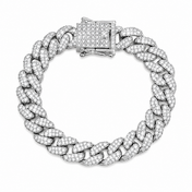 Men’s Iced Cuban Link Bracelet – Silver-Tone