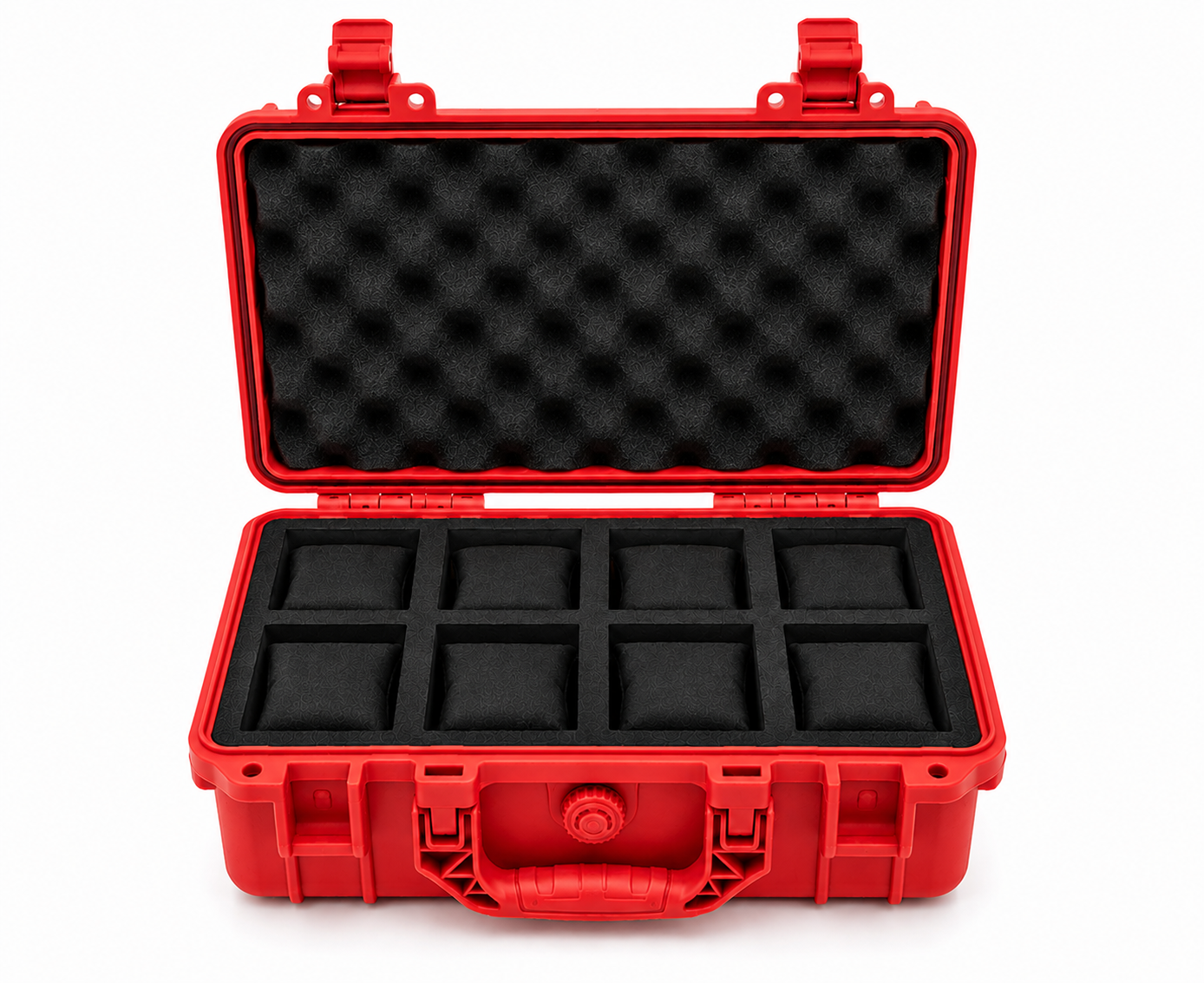 8-Slot Red Rugged Protective Watch Storage Case