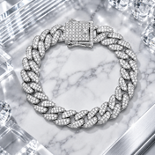 Men’s Iced Cuban Link Bracelet – Silver-Tone