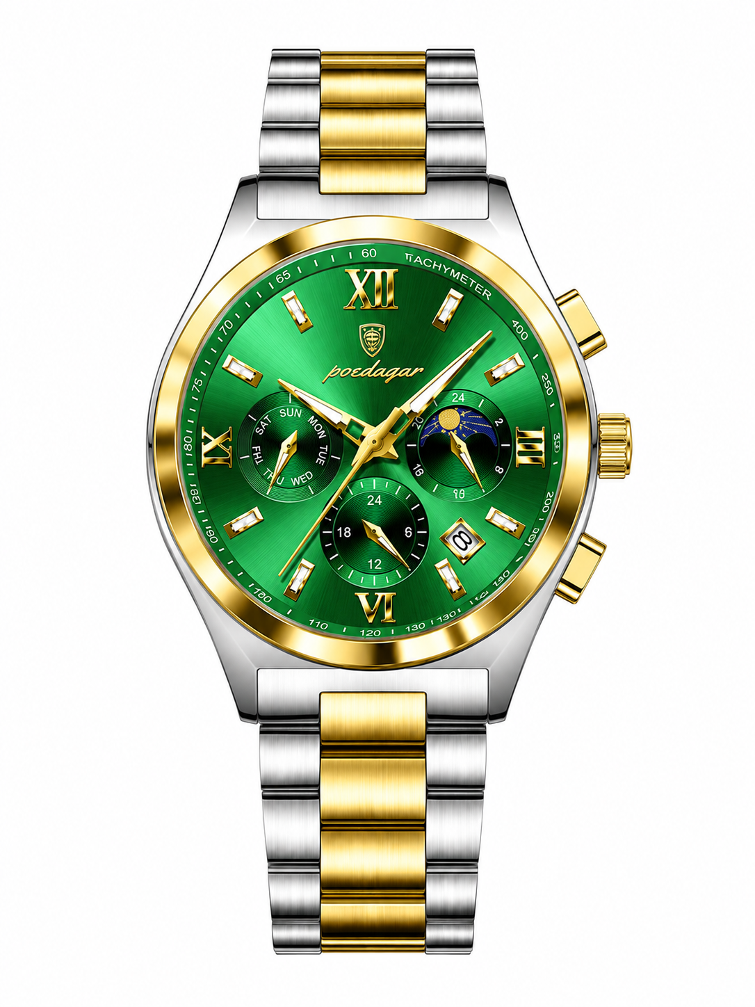 Men’s Two-Tone Classic Dress Watch with green dial
