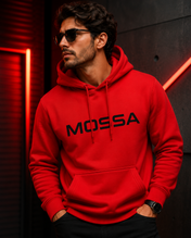 Men’s MOSSA Red Pullover Hoodie with Black Logo