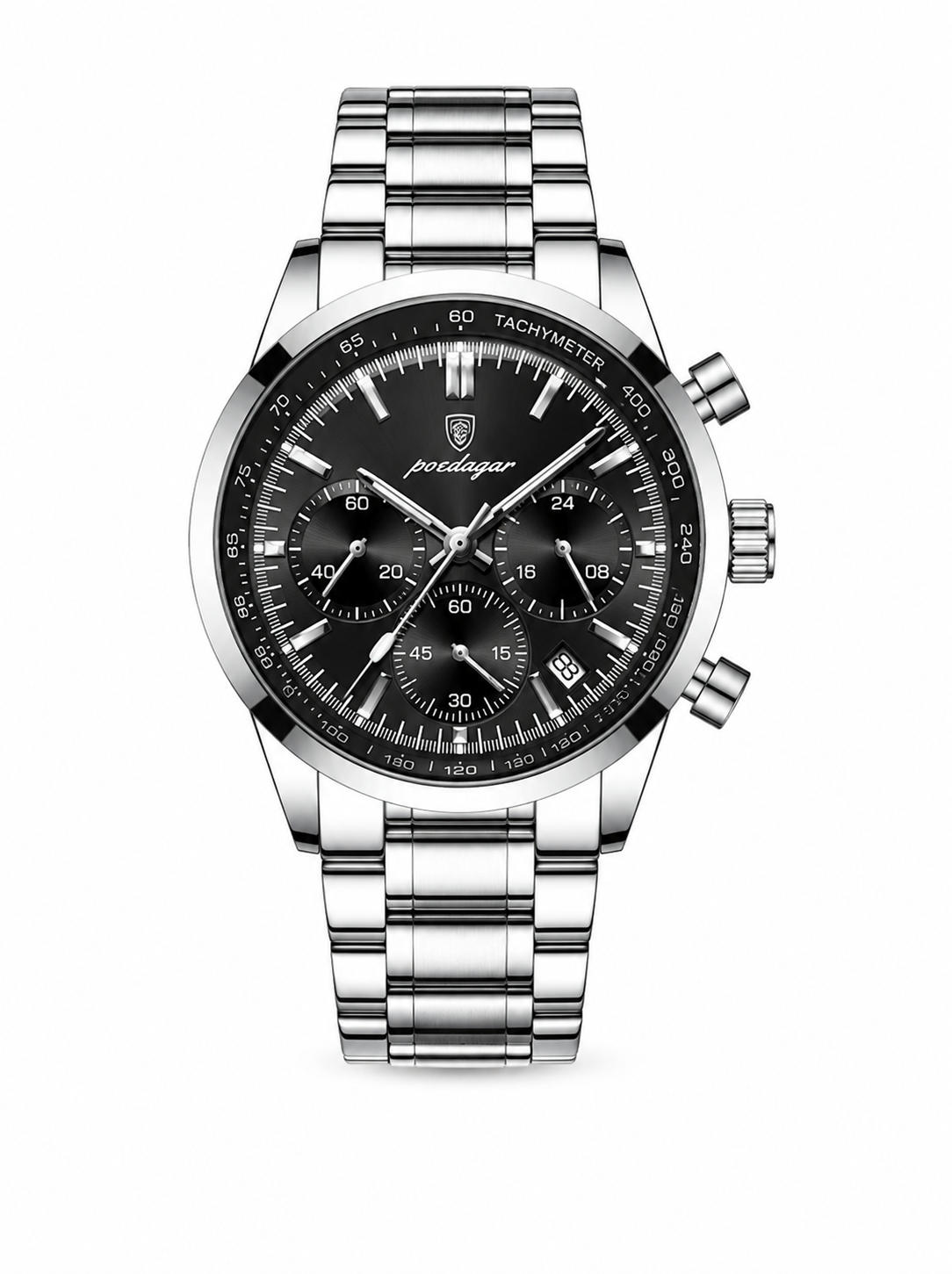 Men’s Classic Silver-Tone & Black Chronograph Watch