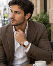 Men’s Classic White Dial Brown PU Leather Watch