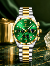 Men’s Two-Tone Classic Dress Watch with green dial