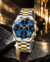 Men’s Two-Tone Gold-Tone and Silver-Tone Watch with Blue Dial