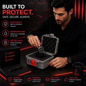 1-Slot Gray & Red Rugged Watch Storage Case