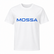 Men’s MOSSA White Short Sleeve T-Shirt with Blue Logo