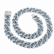 Men’s 15MM Blue & White Iced Cuban Link Chain