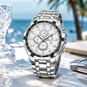 Men’s Silver-Tone Sport Chronograph-Style Watch