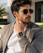 Men’s Silver-Tone Digital Sport Watch with Gray Strap