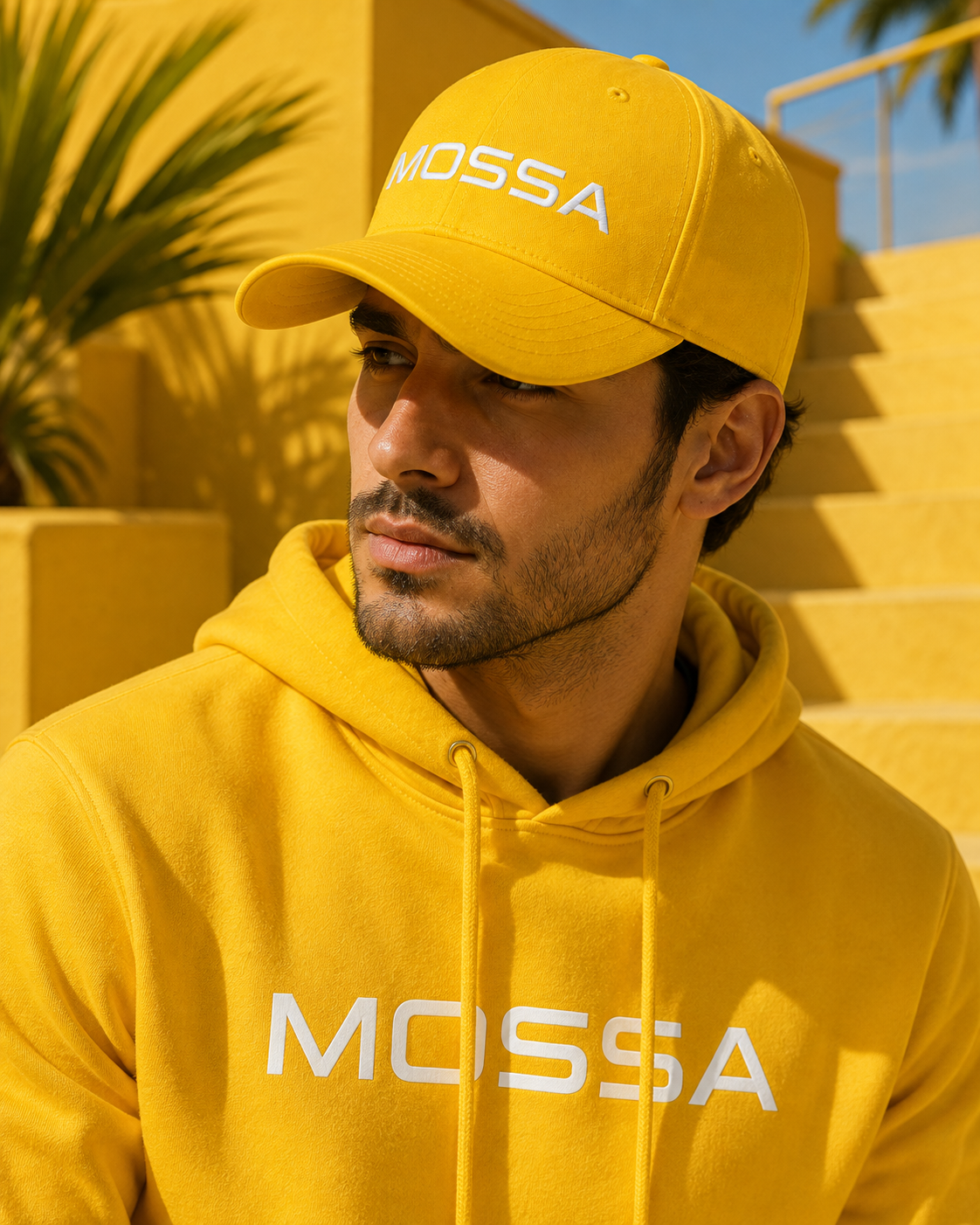 Men’s MOSSA Yellow Baseball Cap with White Logo