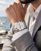 Men’s silver-tone Classic Dress Watch with white dial