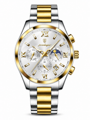 Men’s Two-Tone Gold-Tone and Silver-Tone Watch with Silver Dial