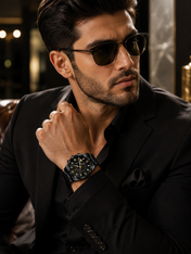 Men’s Black Classic Dress Watch with black dial