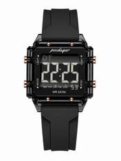 Men’s Black Digital Sport Watch with Transparent Case