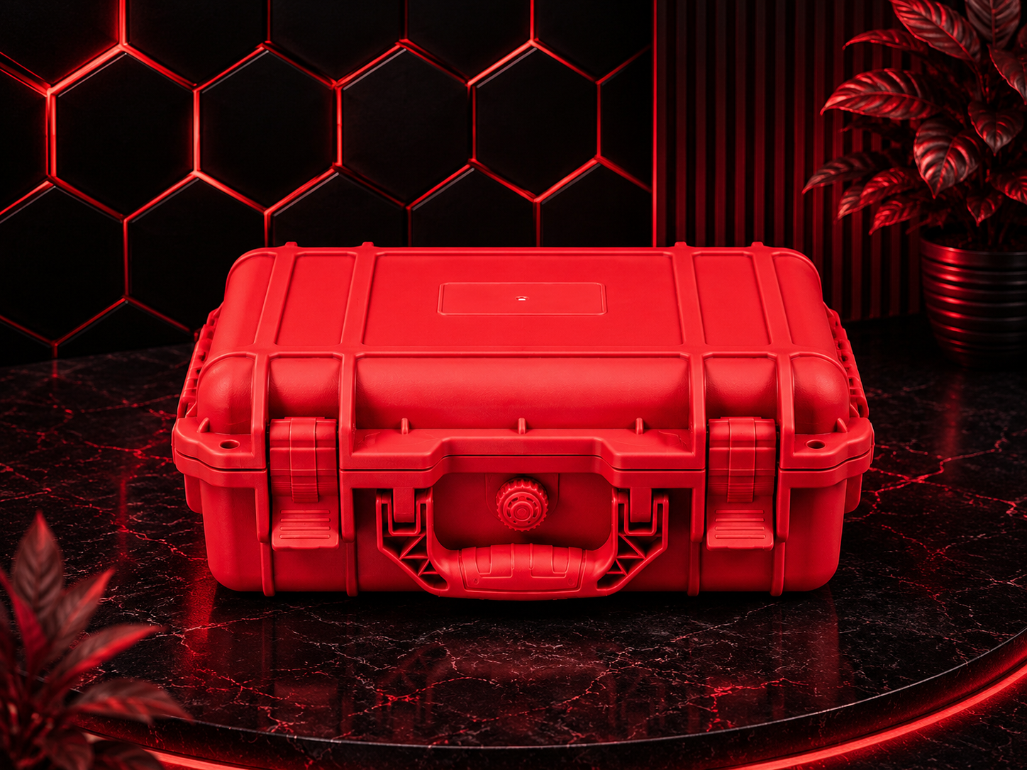 8-Slot Red Rugged Protective Watch Storage Case