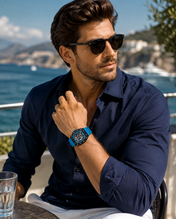 Men’s Black & Blue Skeleton Sport Watch