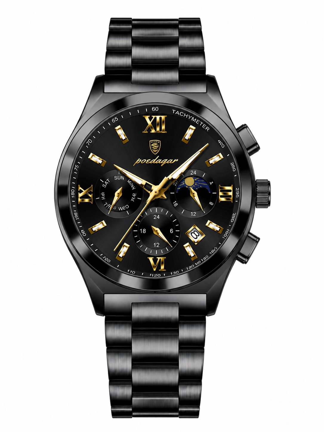 Men’s Black Classic Dress Watch with black dial