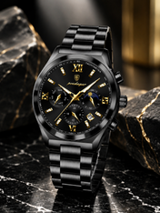Men’s Black Classic Dress Watch with black dial