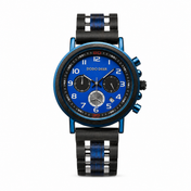 Men’s Dual-Tone Hybrid Chronograph – Wood & Stainless Alloy