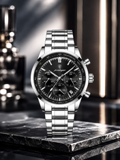 Men’s Classic Silver-Tone & Black Chronograph Watch