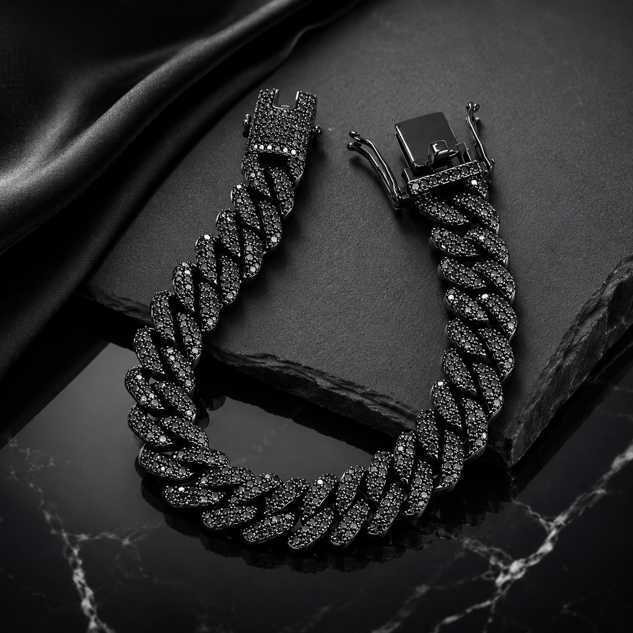 Men’s Black Iced Cuban Link Bracelet