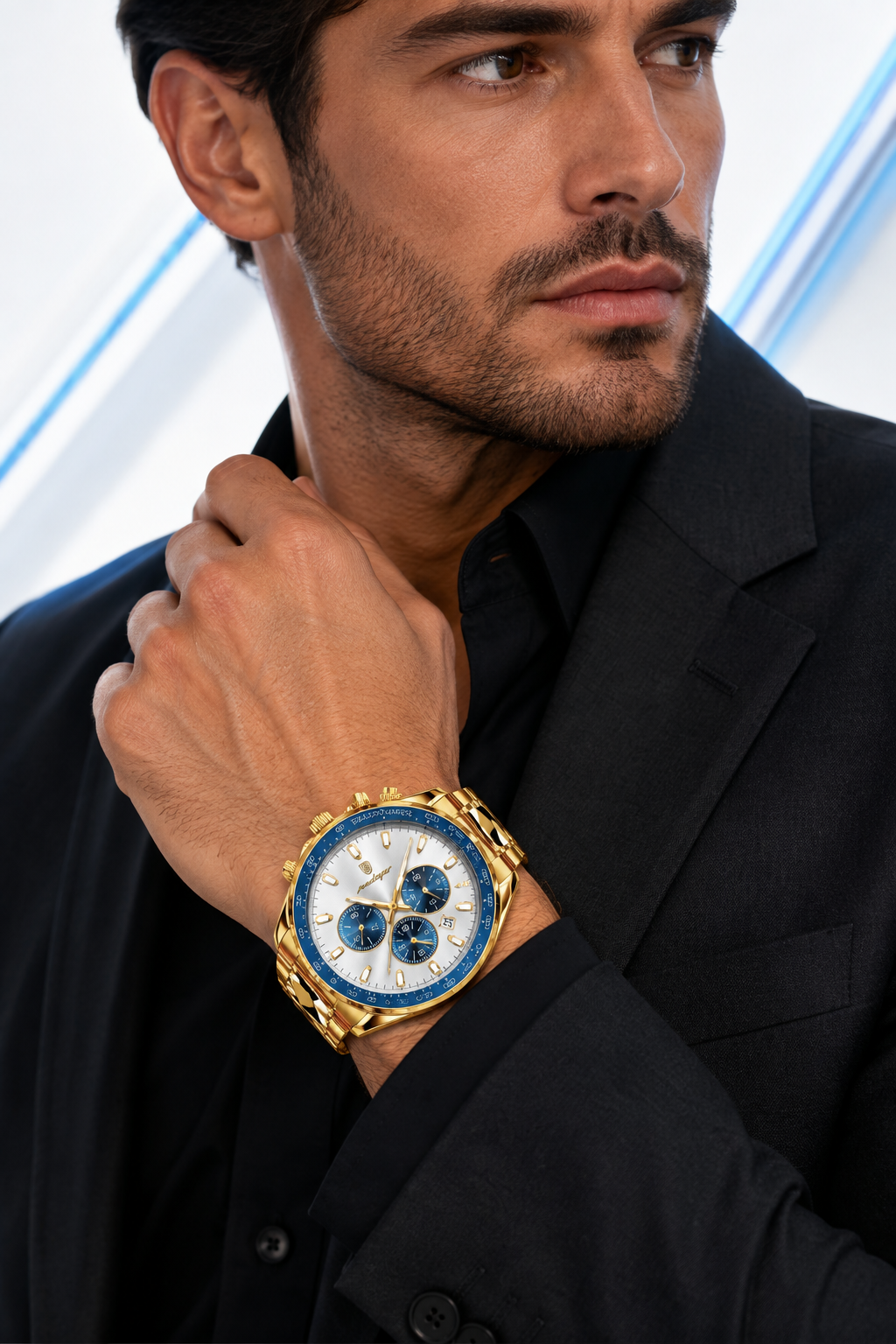 Men’s Gold-Tone Watch with White Dial