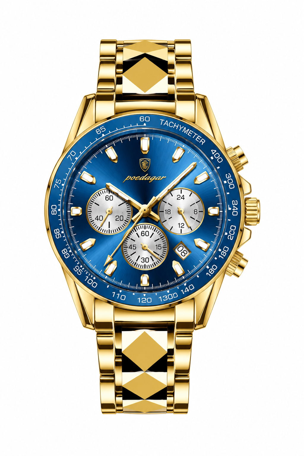 Men’s Gold-Tone Watch with Blue Dial