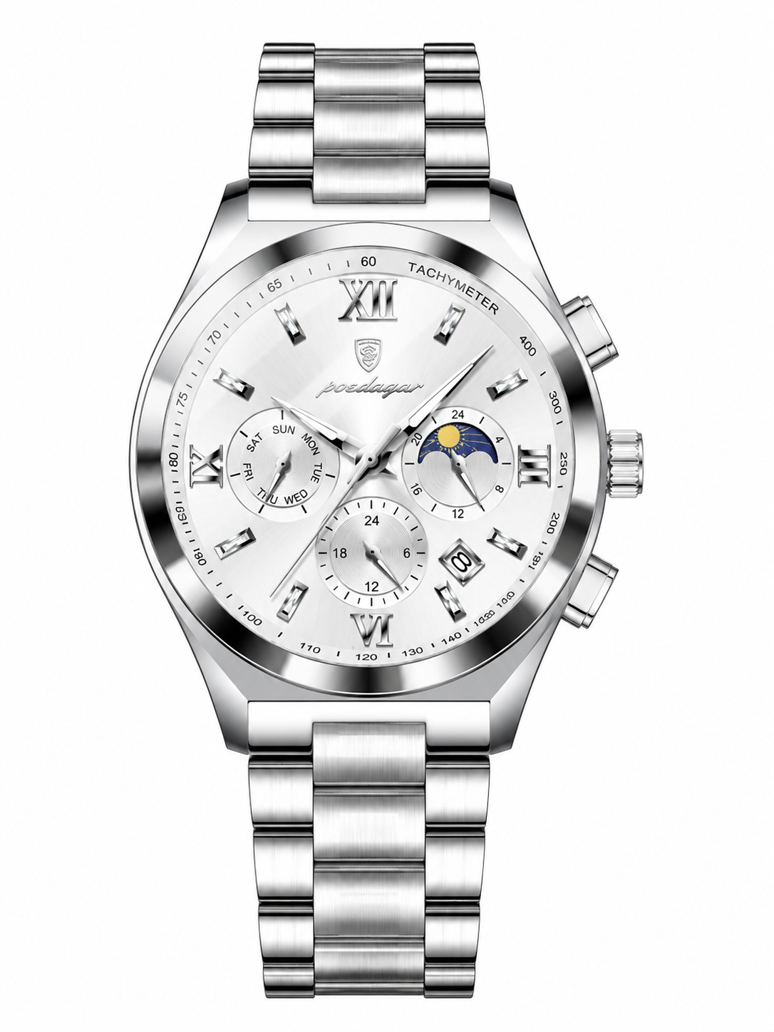 Men’s silver-tone Classic Dress Watch with white dial