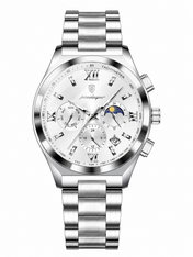 Men’s silver-tone Classic Dress Watch with white dial