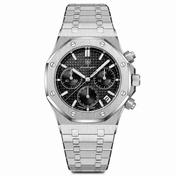 Men’s Silver-Tone Luxury Chronograph-Style Watch