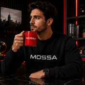 MOSSA Red Ceramic Coffee Mug with White Logo