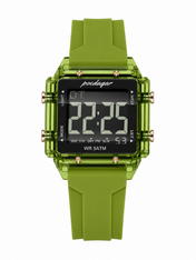 Men’s Green Digital Sport Watch with Transparent Case
