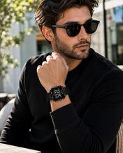 Men’s Black Digital Sport Watch with Transparent Case