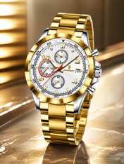 Men’s Gold-Tone & Silver Chronograph-Style Watch