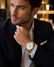 Men’s Two-Tone Gold-Tone and Silver-Tone Watch with Silver Dial