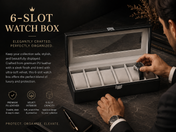 6-Slot Luxury PU Leather Watch Display Box
