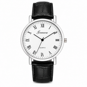 Men’s Classic Roman Numeral PU Leather Watch