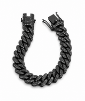 Men’s Black Iced-Out Cuban Link Bracelet with Statement Clasp