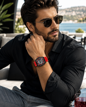 Men’s Black & Red Skeleton Sport Watch